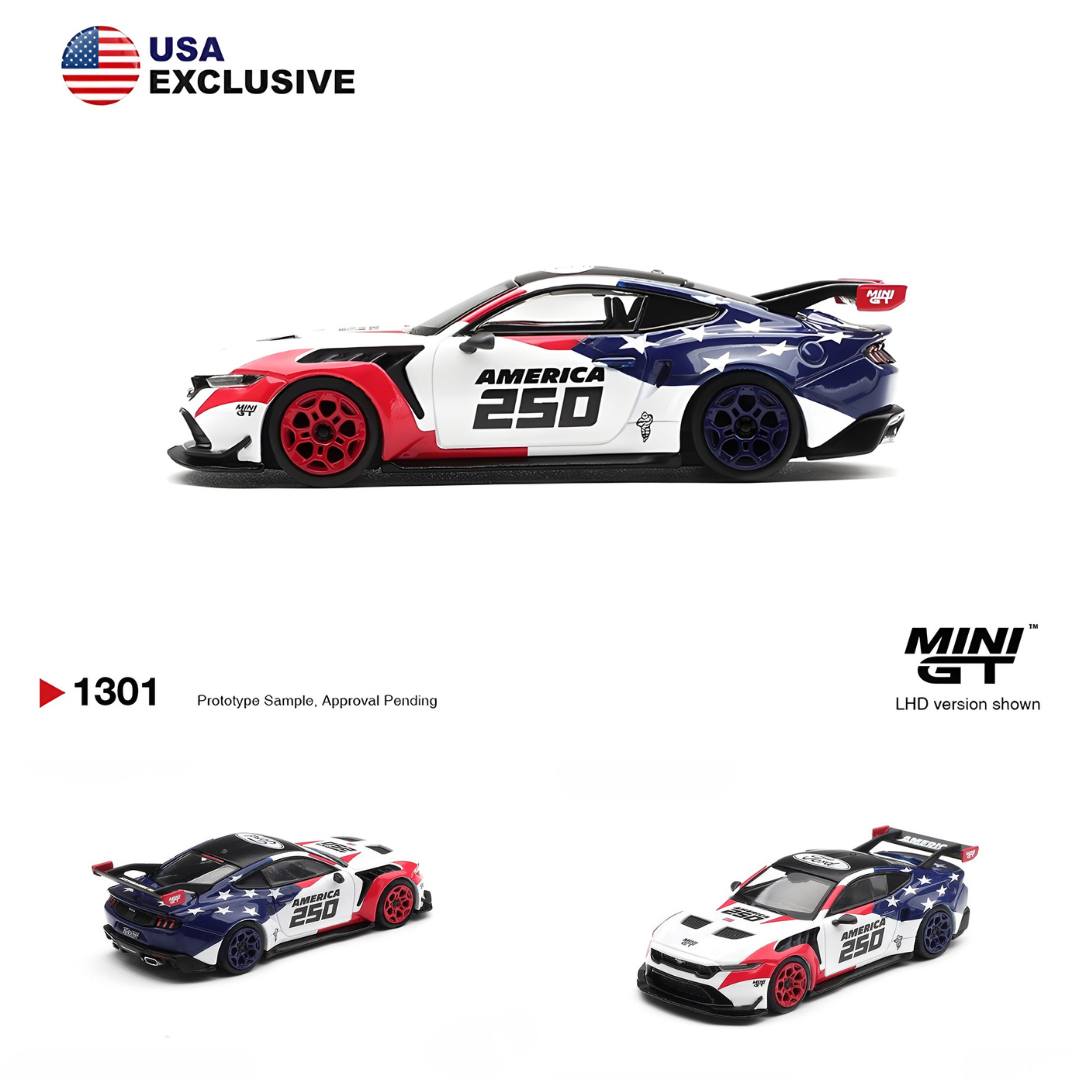 Model kolekcjonerski Mini GT Ford Mustang GTD America 250 USA Exclusive 1:64 MGT01301-BL